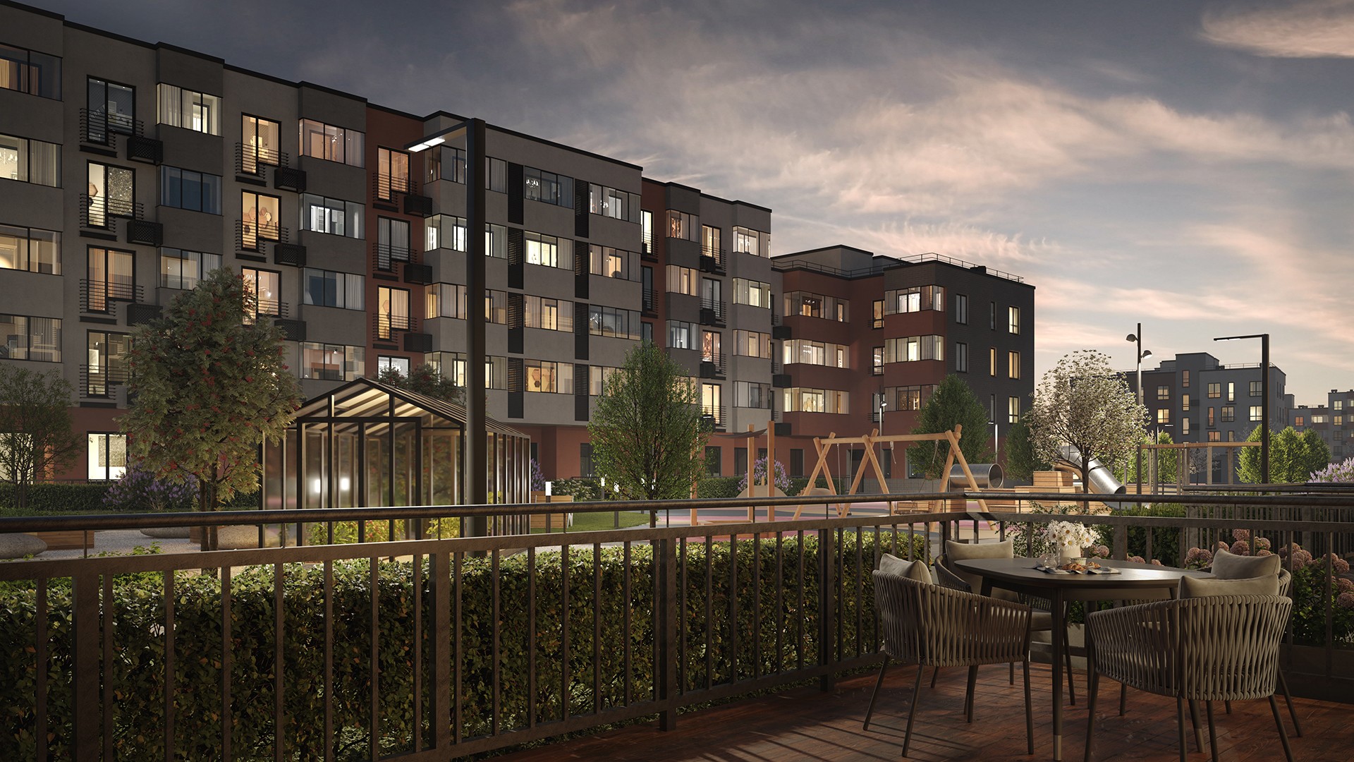 Патио — Лоты на первых этажах с отдельным выходом на придомовую территорию